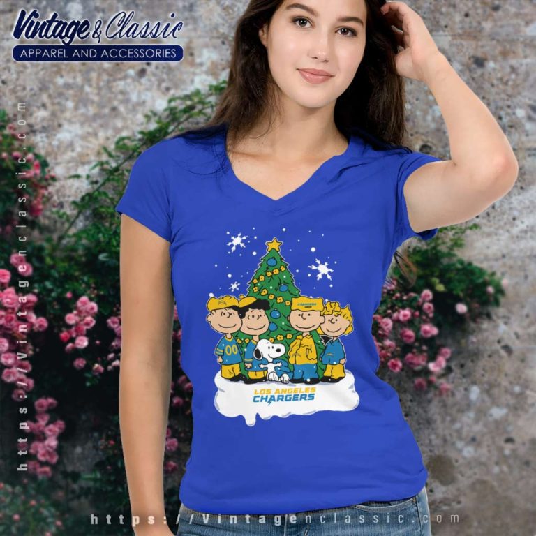 Snoopy The Peanuts Los Angeles Chargers Christmas V Neck TShirt Snoopy The Peanuts Los Angeles Chargers Christmas V Neck TShirt