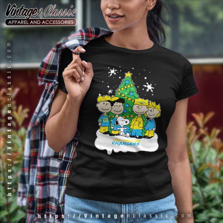 Snoopy The Peanuts Los Angeles Chargers Christmas Women TShirt Snoopy The Peanuts Los Angeles Chargers Christmas Women TShirt