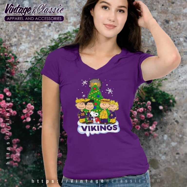 Snoopy The Peanuts Minnesota Vikings Christmas Funny V Neck TShirt Snoopy The Peanuts Minnesota Vikings Christmas Funny V Neck TShirt