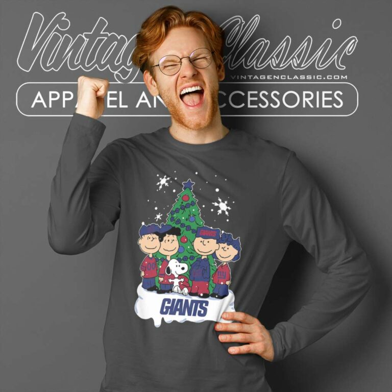 Snoopy The Peanuts New York Giants Christmas Long Sleeve Tee Snoopy The Peanuts New York Giants Christmas Long Sleeve Tee