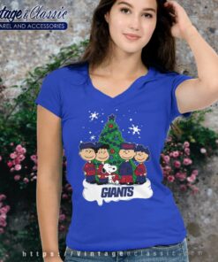 Snoopy The Peanuts New York Giants Christmas V Neck TShirt