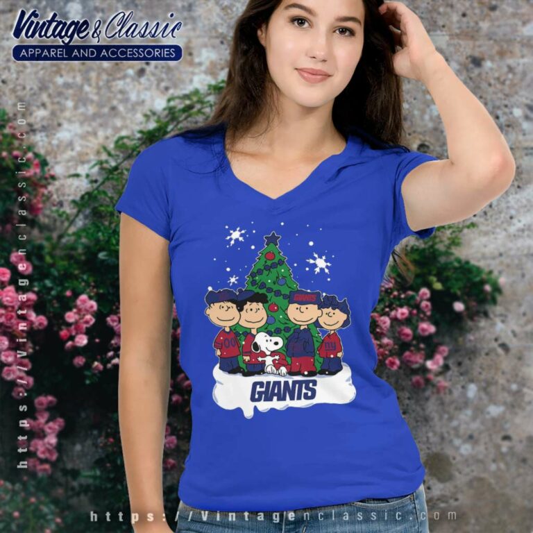 Snoopy The Peanuts New York Giants Christmas V Neck TShirt Snoopy The Peanuts New York Giants Christmas V Neck TShirt