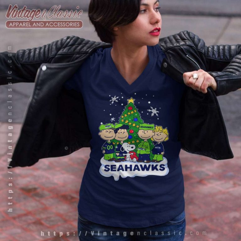 Snoopy The Peanuts Seattle Seahawks Christmas V Neck TShirt Snoopy The Peanuts Seattle Seahawks Christmas V Neck TShirt
