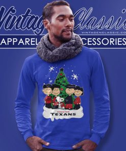 Snoopy The Peanuts Tree Houston Texans Christmas Long Sleeve Tee