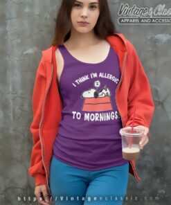 Snoopy Think Im Allergic To Mornings Tank Top Racerback