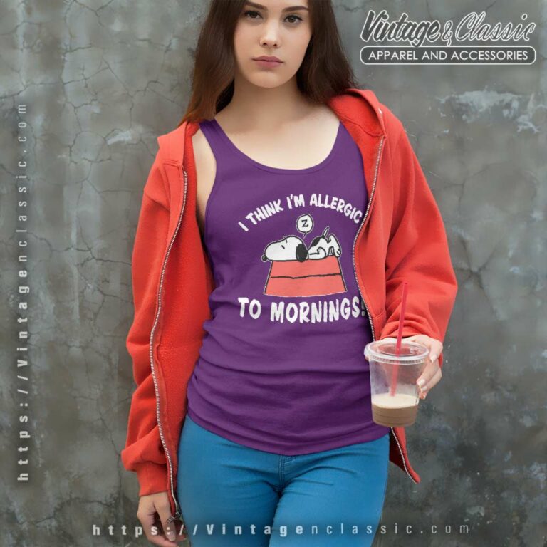 Snoopy Think Im Allergic To Mornings Tank Top Racerback Snoopy Think Im Allergic To Mornings Tank Top Racerback