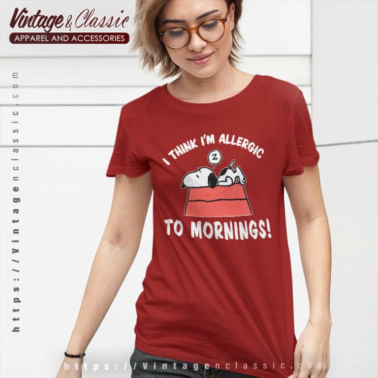 Snoopy Think Im Allergic To Mornings Women TShirt Snoopy Think Im Allergic To Mornings Women TShirt