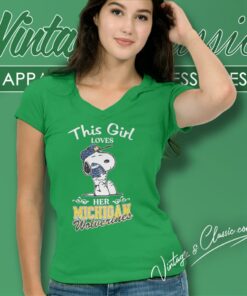 Snoopy This Girl Loves Her Michigan Wolverines Cfp National Champions V Neck TShirt