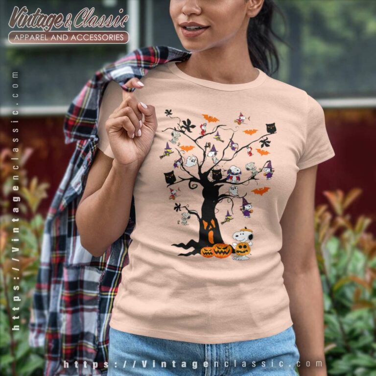 Snoopy Tree Halloween Cute Women TShirt Snoopy Tree Halloween Cute Women TShirt