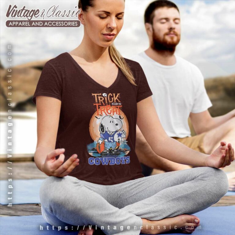 Snoopy Trick Or Treat Dallas Cowboys Halloween V Neck TShirt Snoopy Trick Or Treat Dallas Cowboys Halloween V Neck TShirt