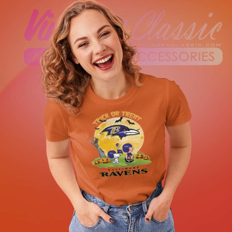 Snoopy Trick Or Treat Halloween Baltimore Ravens Women TShirt Snoopy Trick Or Treat Halloween Baltimore Ravens Women TShirt