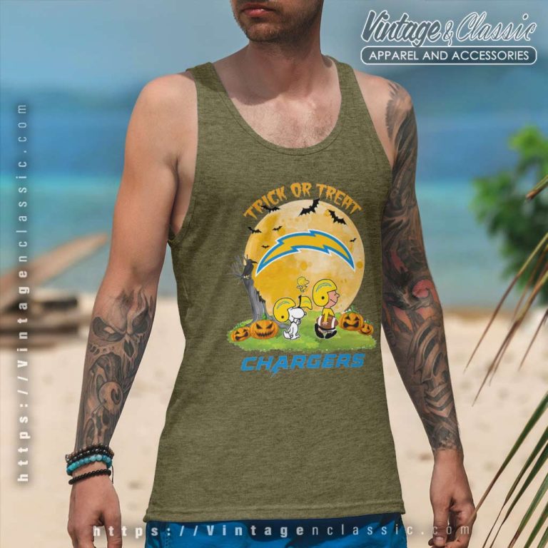 Snoopy Trick Or Treat Halloween Los Angeles Chargers Tank Top Racerback Snoopy Trick Or Treat Halloween Los Angeles Chargers Tank Top Racerback