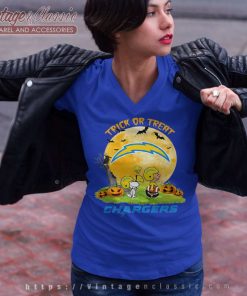 Snoopy Trick Or Treat Halloween Los Angeles Chargers V Neck TShirt