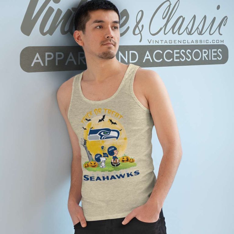 Snoopy Trick Or Treat Halloween Seattle Seahawks Tank Top Racerback Snoopy Trick Or Treat Halloween Seattle Seahawks Tank Top Racerback