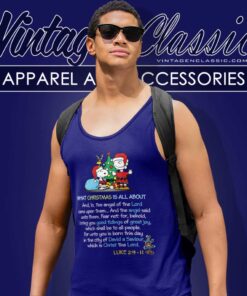 Snoopy What Christmas Is All About Luke 2 9 11 Tank Top Racerback