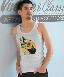 Snoopy Witch And Woodstock Bat Halloween Tank Top Racerback