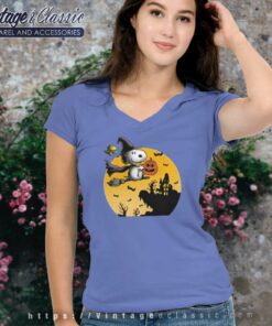 Snoopy Witch And Woodstock Bat Halloween V Neck TShirt