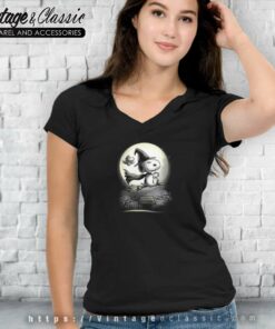 Snoopy Witch And Woodstock Night Halloween V Neck TShirt