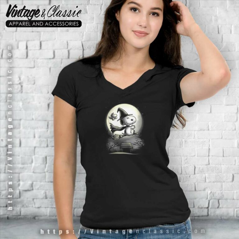 Snoopy Witch And Woodstock Night Halloween V Neck TShirt Snoopy Witch And Woodstock Night Halloween V Neck TShirt
