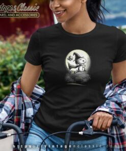 Snoopy Witch And Woodstock Night Halloween Women TShirt