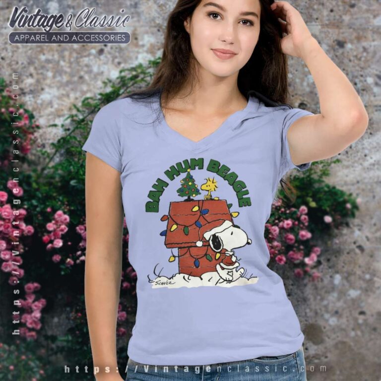 Snoopy Woodstock Bah Hum Beagle Christmas V Neck TShirt Snoopy Woodstock Bah Hum Beagle Christmas V Neck TShirt