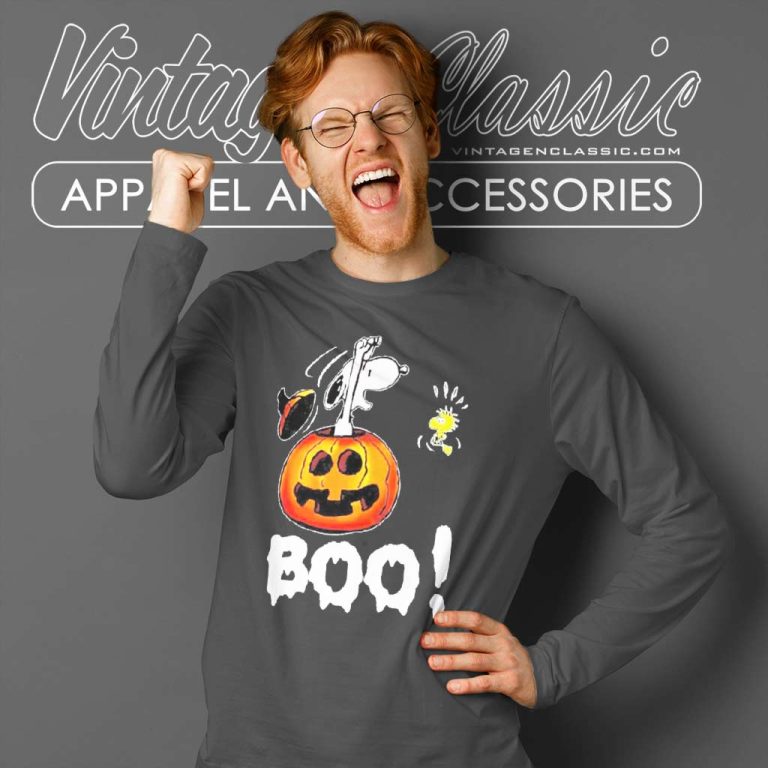 Snoopy Woodstock Boo Pumpkin Halloween Long Sleeve Tee Snoopy Woodstock Boo Pumpkin Halloween Long Sleeve Tee