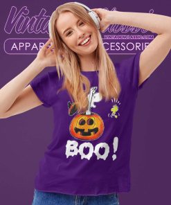 Snoopy Woodstock Boo Pumpkin Halloween Women TShirt