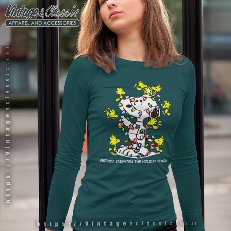 Snoopy Woodstock Christmas Brighten Friends The Holiday Season Long Sleeve Tee Snoopy Woodstock Christmas Brighten Friends The Holiday Season Long Sleeve Tee