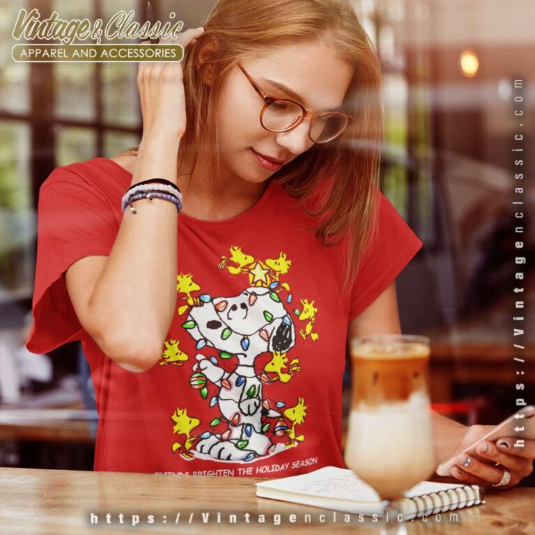 Snoopy Woodstock Christmas Brighten Friends The Holiday Season Women TShirt Snoopy Woodstock Christmas Brighten Friends The Holiday Season Women TShirt