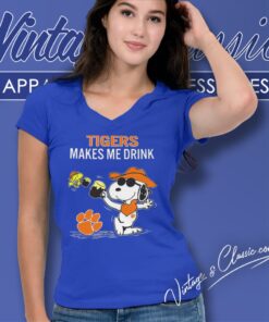 Snoopy Woodstock Clemson Tigers Make Me Drink V Neck TShirt