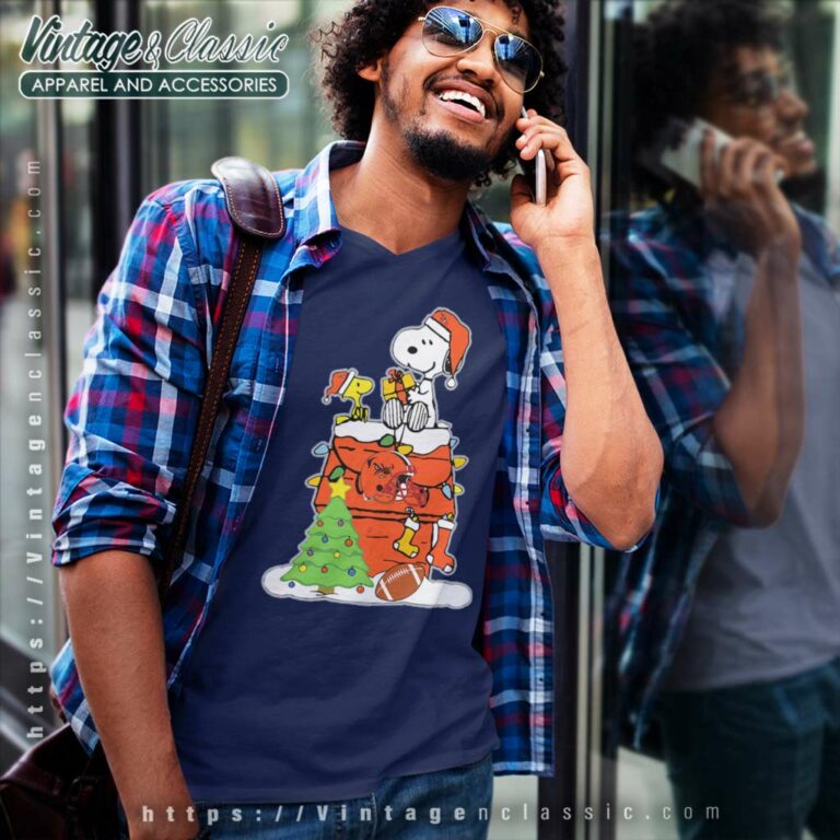 Snoopy Woodstock Cleveland Browns Christmas V Neck TShirt Snoopy Woodstock Cleveland Browns Christmas V Neck TShirt