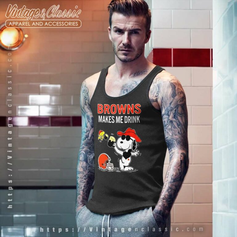 Snoopy Woodstock Cleveland Browns Makes Me Drink Tank Top Racerback Snoopy Woodstock Cleveland Browns Makes Me Drink Tank Top Racerback