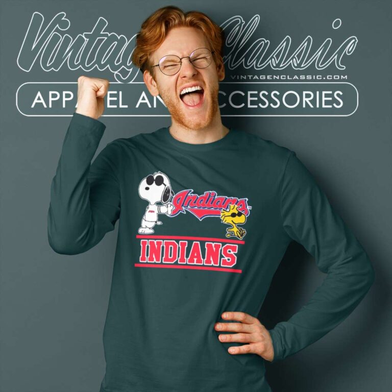 Snoopy Woodstock Cleveland Indians Long Sleeve Tee Snoopy Woodstock Cleveland Indians Long Sleeve Tee