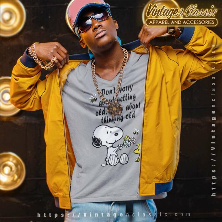 Snoopy Woodstock Dont Worry About Getting Old Worry About Thinking Old V Neck TShirt Snoopy Woodstock Dont Worry About Getting Old Worry About Thinking Old V Neck TShirt