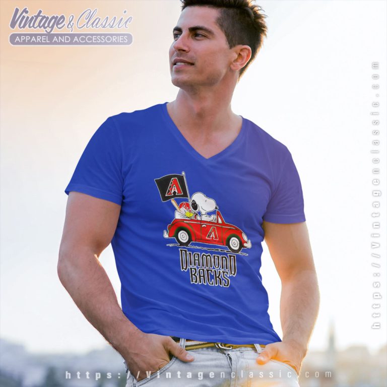 Snoopy Woodstock Driving Car Arizona Diamondbacks V Neck TShirt Snoopy Woodstock Driving Car Arizona Diamondbacks V Neck TShirt