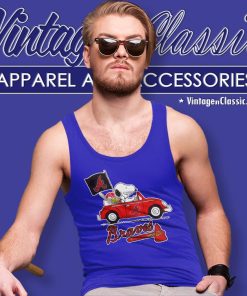 Snoopy Woodstock Driving Car Atlanta Braves Tank Top Racerback