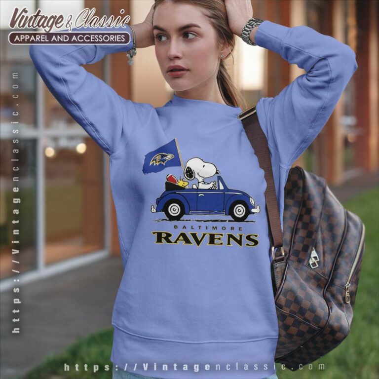 Snoopy Woodstock Driving Car Baltimore Ravens Sweatshirt Snoopy Woodstock Driving Car Baltimore Ravens Sweatshirt