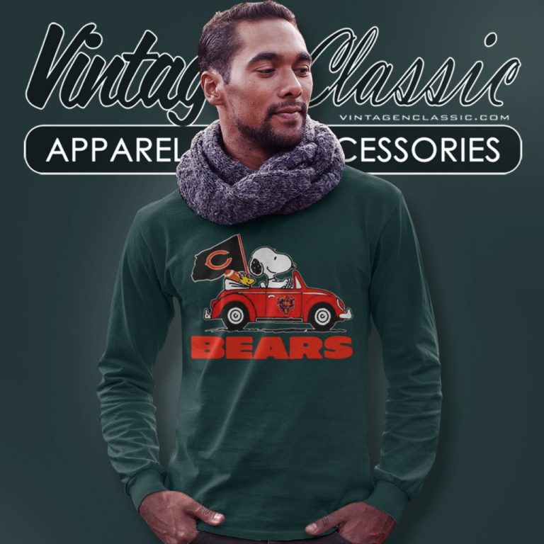 Snoopy Woodstock Driving Car Chicago Bears Long Sleeve Tee Snoopy Woodstock Driving Car Chicago Bears Long Sleeve Tee
