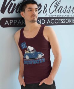 Snoopy Woodstock Driving Car Dallas Cowboys Tank Top Racerback