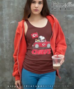 Snoopy Woodstock Driving Car Kansas City Chiefs Tank Top Racerback