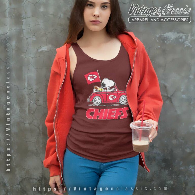 Snoopy Woodstock Driving Car Kansas City Chiefs Tank Top Racerback Snoopy Woodstock Driving Car Kansas City Chiefs Tank Top Racerback