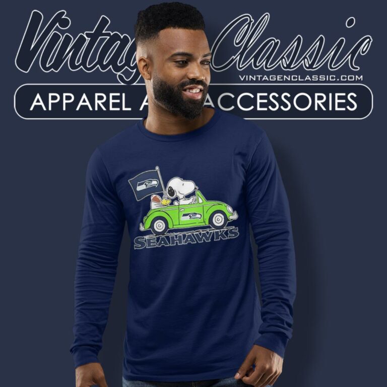 Snoopy Woodstock Driving Car Seattle Seahawks Long Sleeve Tee Snoopy Woodstock Driving Car Seattle Seahawks Long Sleeve Tee