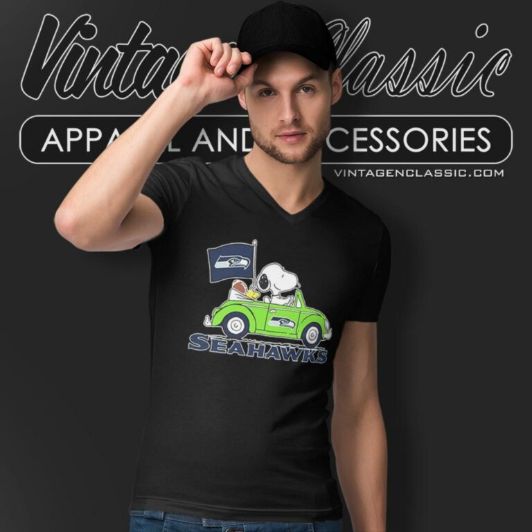 Snoopy Woodstock Driving Car Seattle Seahawks V Neck TShirt Snoopy Woodstock Driving Car Seattle Seahawks V Neck TShirt
