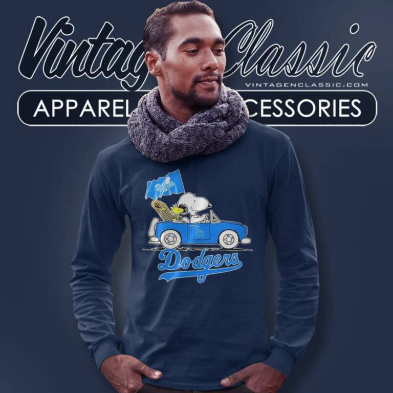 Snoopy Woodstock Driving Los Angeles Dodgers Long Sleeve Tee Snoopy Woodstock Driving Los Angeles Dodgers Long Sleeve Tee