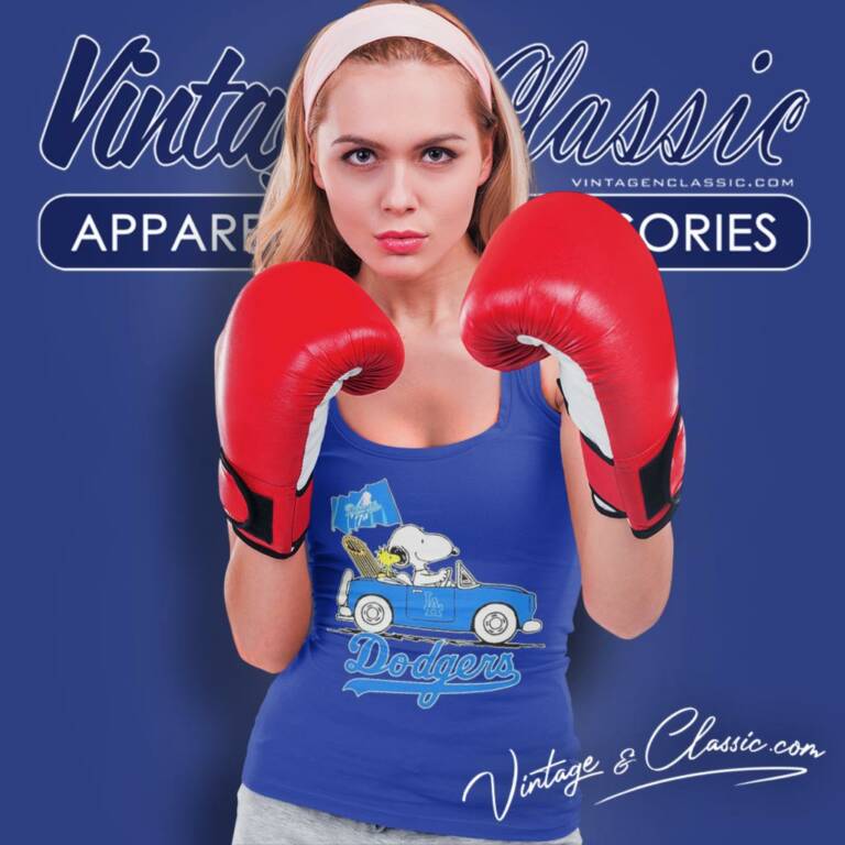 Snoopy Woodstock Driving Los Angeles Dodgers Tank Top Racerback Snoopy Woodstock Driving Los Angeles Dodgers Tank Top Racerback