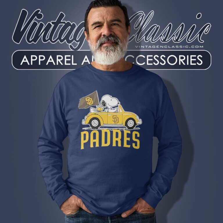 Snoopy Woodstock Driving San Diego Padres Long Sleeve Tee Snoopy Woodstock Driving San Diego Padres Long Sleeve Tee