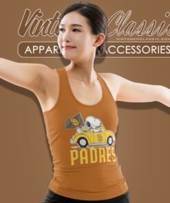 Snoopy Woodstock Driving San Diego Padres Tank Top Racerback