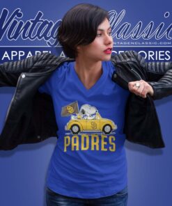 Snoopy Woodstock Driving San Diego Padres V Neck TShirt