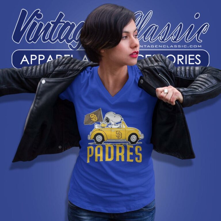 Snoopy Woodstock Driving San Diego Padres V Neck TShirt Snoopy Woodstock Driving San Diego Padres V Neck TShirt