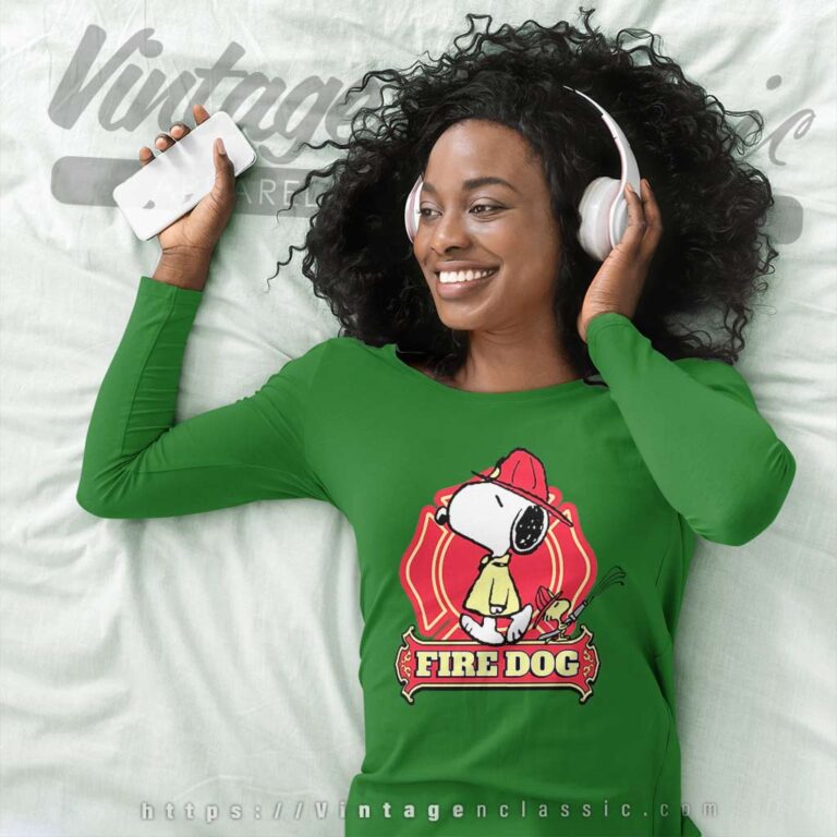 Snoopy Woodstock Fire Dog Long Sleeve Tee Snoopy Woodstock Fire Dog Long Sleeve Tee